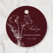 Elegant Floral Burgundy Wedding  Bedankjes Labels (Voorkant)