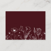 Elegant Floral Burgundy Wedding Details QR Code  Informatiekaartje (Achterkant)