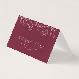 Elegant Floral Burgundy Wedding Folded Thank You Kaart