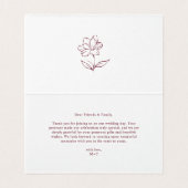 Elegant Floral Burgundy Wedding Folded Thank You Kaart (Binnenkant ongevouwen)