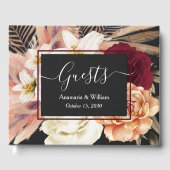 Elegant Floral Burgundy Wedding Gastenboek (Voorkant)