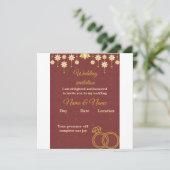 Elegant Floral Burgundy Wedding Invitation Kaart (Staand voorkant)