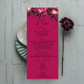 Elegant Floral Burgundy Wedding Menu