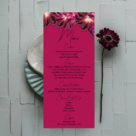 Elegant Floral Burgundy Wedding Menu