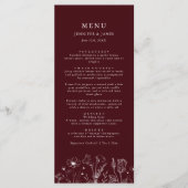 Elegant Floral Burgundy Wedding  Menu (Voorkant)