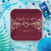 Elegant Floral Burgundy Wedding Papieren Bordje (Feest)