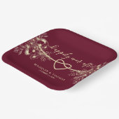 Elegant Floral Burgundy Wedding Papieren Bordje (Gebogen)