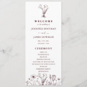 Elegant Floral Burgundy Wedding  Programmakaart (Voorkant)