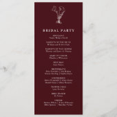 Elegant Floral Burgundy Wedding  Programmakaart (Achterkant)