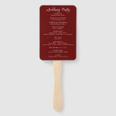 Elegant Floral Burgundy Wedding Programme Hand Fan Handwaaier (Achterkant)