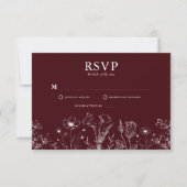 Elegant Floral Burgundy Wedding  RSVP Kaartje (Voorkant)