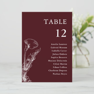Elegant Floral Burgundy Wedding Seating Chart
