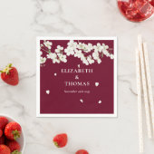 Elegant Floral Burgundy Wedding White Blossom Servet (Insitu)