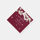 Elegant Floral Burgundy Wedding White Blossom Servet (Hoek)