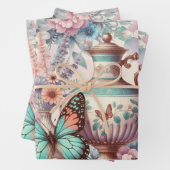 Elegant Floral & Butterflies Inpakpapier Vel (In situ)