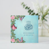 Elegant Floral Butterflies islamitisch moslimhuwel Kaart (Staand voorkant)