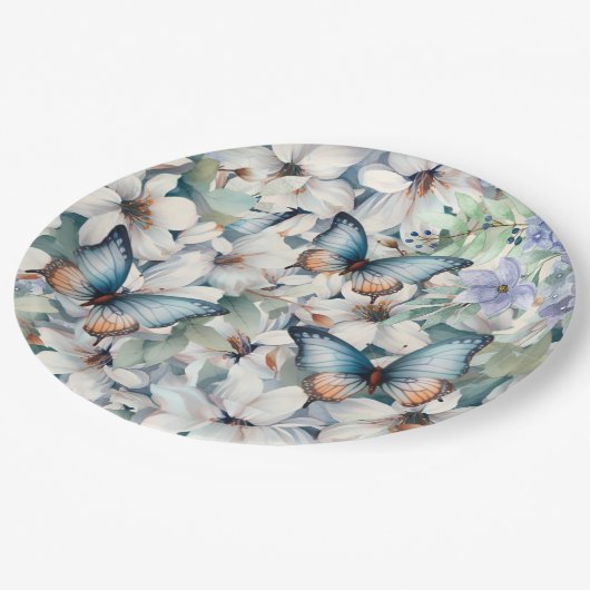 Elegant Floral & Butterflies Papieren Bordje (Gekanteld)