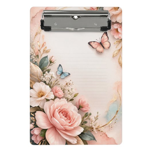 Elegant Floral Butterfly Clipboard Mini Klembord (Voorkant)