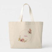 Elegant Floral Butterfly Rose Gold – Personalized Grote Tote Bag (Achterkant)