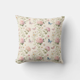 Elegant Floral & Butterfly Throw Pillow Kussen