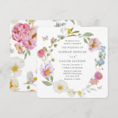 Elegant Floral Butterfly Wedding Invitation Kaart (Voorkant / Achterkant)