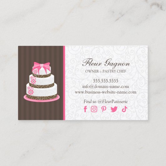 Elegant Floral Cake Bakery Visitekaartje (Achterkant)