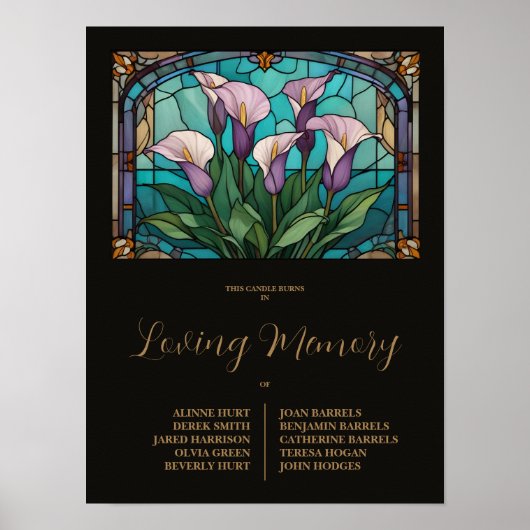 Elegant Floral Calla Stained Glass Effect in Mauve Poster (Voorkant)