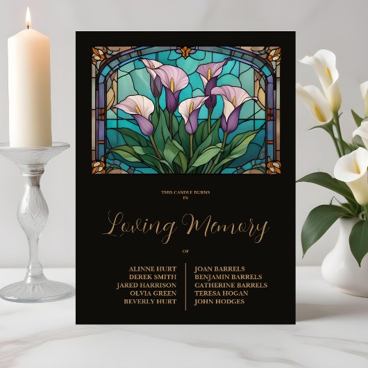 Elegant Floral Calla Stained Glass Effect Mauve Reclamebord Met Voetstuk