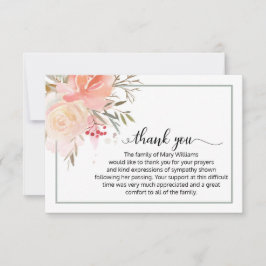 Elegant Floral Calligraphy Funeral Dankuwel Bedankkaart