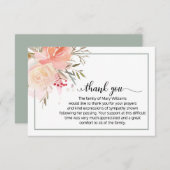 Elegant Floral Calligraphy Funeral Dankuwel Bedankkaart (Voorkant / Achterkant)