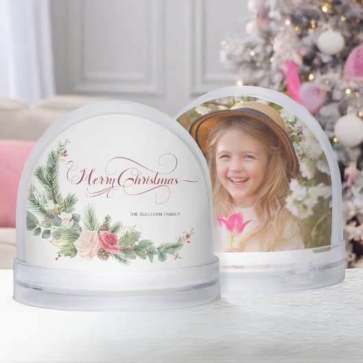 Elegant Floral Calligraphy Snow Globe Sneeuwbol