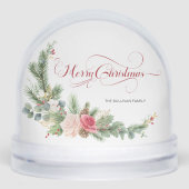 Elegant Floral Calligraphy Snow Globe Sneeuwbol (Voorkant)