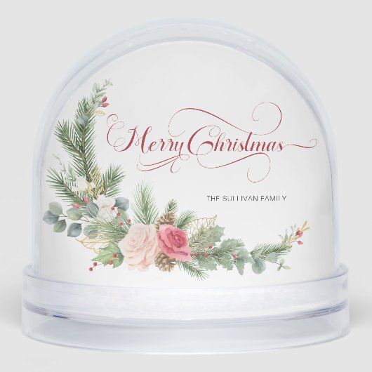 Elegant Floral Calligraphy Snow Globe Sneeuwbol (Voorkant)