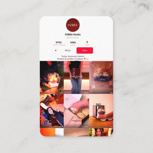 Elegant Floral Candle Visitekaartje – FOREU Studio (Achterkant)