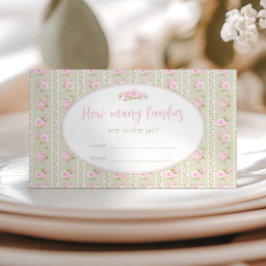 Elegant Floral Candy Jar Baby Shower Game Card Informatiekaartje