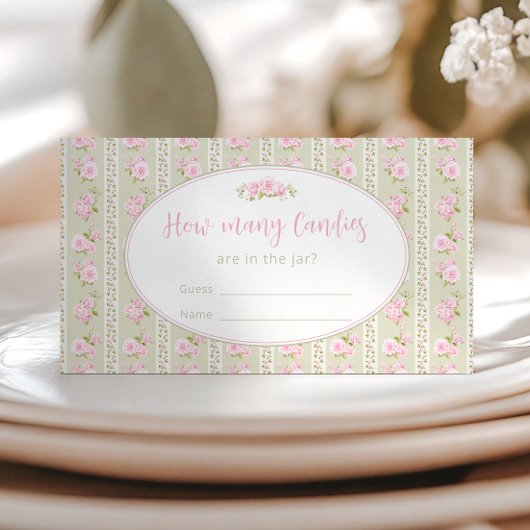 Elegant Floral Candy Jar Baby Shower Game Card Informatiekaartje