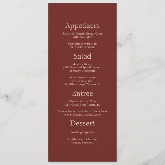 Elegant Floral Caoba | Gold Menu-Kaarten Menu (Achterkant)