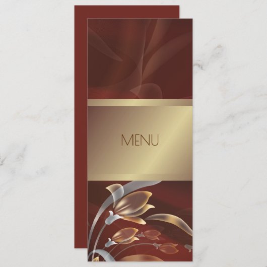 Elegant Floral Caoba | Gold Menu-Kaarten Menu (Voorkant / Achterkant)