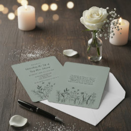 Elegant Floral "Celebrating the Life" Funeral Kaart