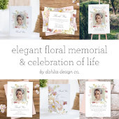 Elegant Floral Celebration of Life Memorial Foto Bedankkaart