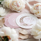 Elegant Floral Celestial Moon Stars Quinceanera Save The Date