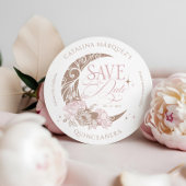 Elegant Floral Celestial Moon Stars Quinceanera Save The Date