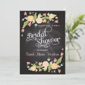 Elegant Floral Chalkboard Modern Vrijgezellenfeest Kaart (Staand voorkant)