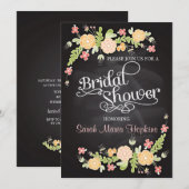 Elegant Floral Chalkboard Modern Vrijgezellenfeest Kaart (Voorkant / Achterkant)