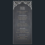 Elegant floral chalkboard rustig bruiloft menu<br><div class="desc">Met de hand getekend bloemontwerp op de achtergrond van het krijtbord, gesofisticeerd en elegant, perfect voor het land, ritueel; of een vintage bruiloft in de winter. Neutrale kleurstructuur, zwart-wit met weinig gouden vlek. Pas je eigen menukaart aan en voeg een persoonlijke aanraking toe aan je bruiloft! Bekijk alle overeenkomende stukken...</div>
