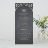 Elegant floral chalkboard rustig bruiloft menu (Staand voorkant)