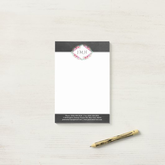 Elegant Floral & Chalkboard voor persoonlijk of za Post-it® Notes (Op bureau)