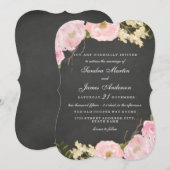 Elegant Floral Chalkboard Wedding Invite Kaart (Voorkant / Achterkant)