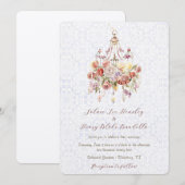 Elegant Floral Chandelier Wedding Invitation Kaart (Voorkant / Achterkant)