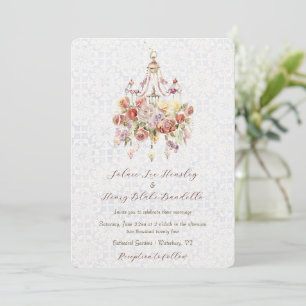 Elegant Floral Chandelier Wedding Invitation Kaart